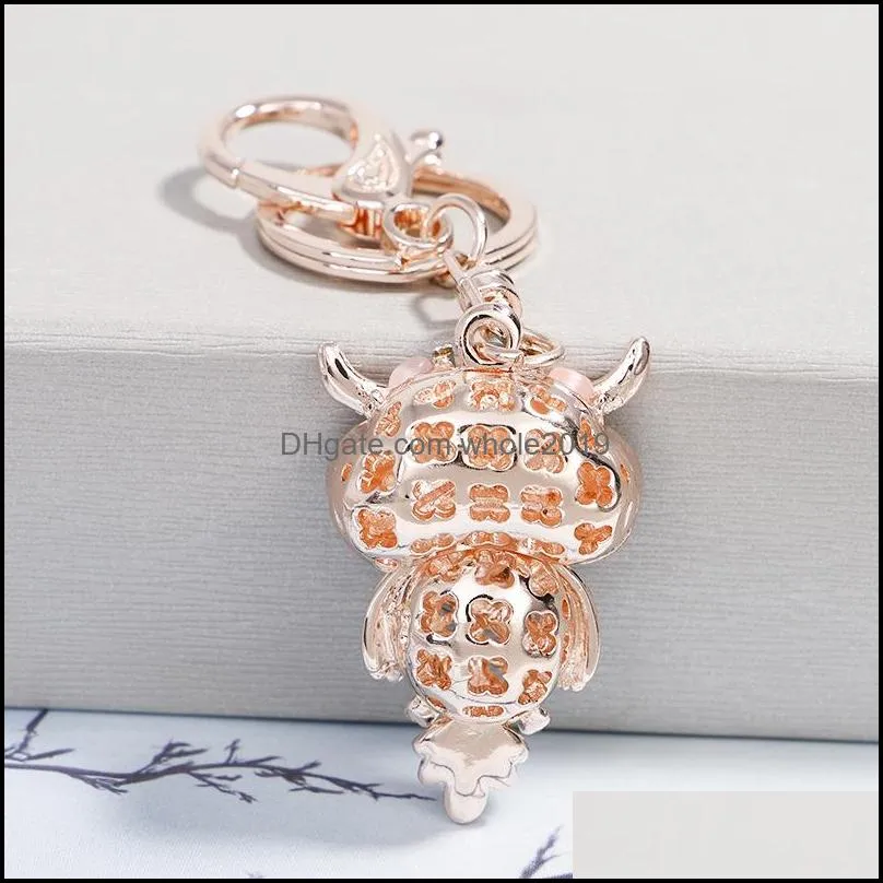 bag key chain opal owl cute rhinestone car keys ring holder for women girls fashion metal animal pendant keyrings jewelry gifts keych