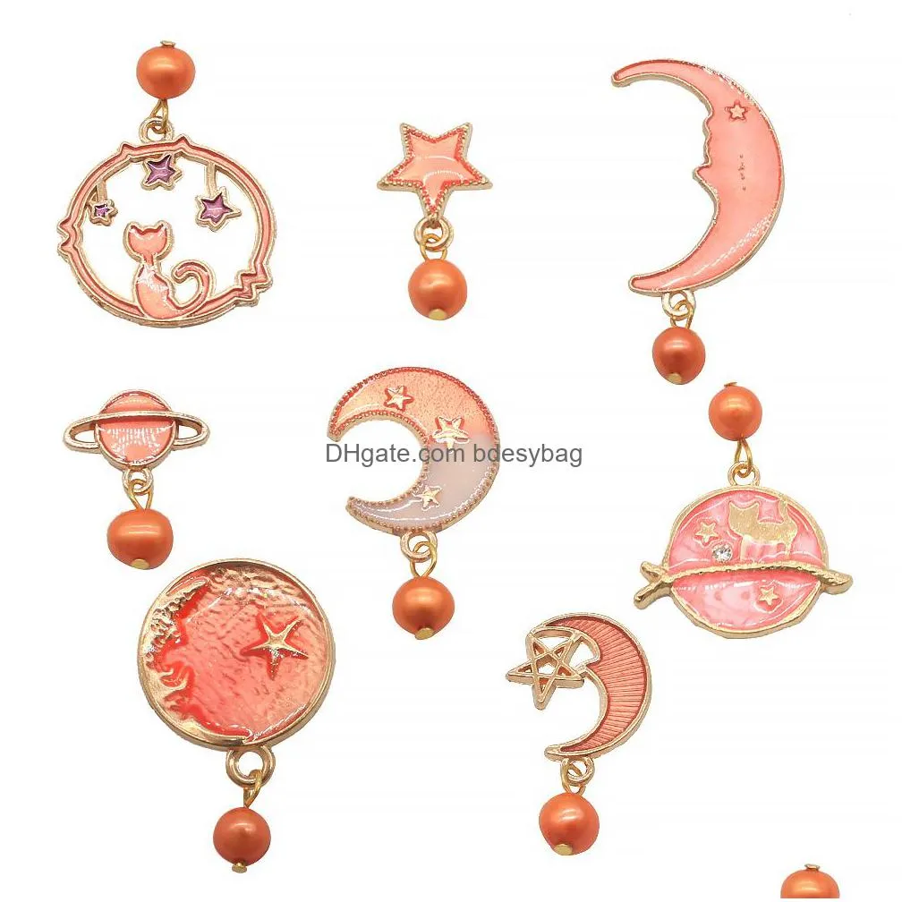 10pcs mixed charm pendants with pearl freshwate colored oval pearls moon star style pendant for necklace women jewelry