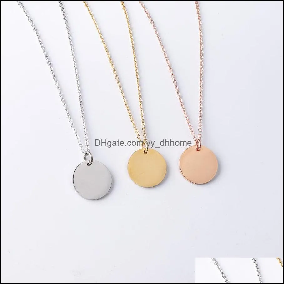  blank round pendant necklace stainless steel necklace gold minimalist round blank dog tag coin pendant necklace jewelry for buyer