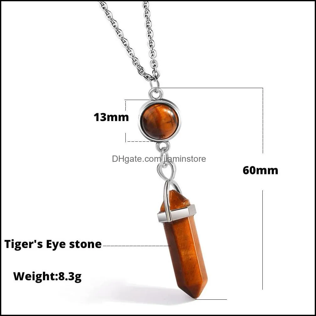bullet shaped necklace tigers eye natural stone bullet crystal pendant necklaces for women jewelry gifts