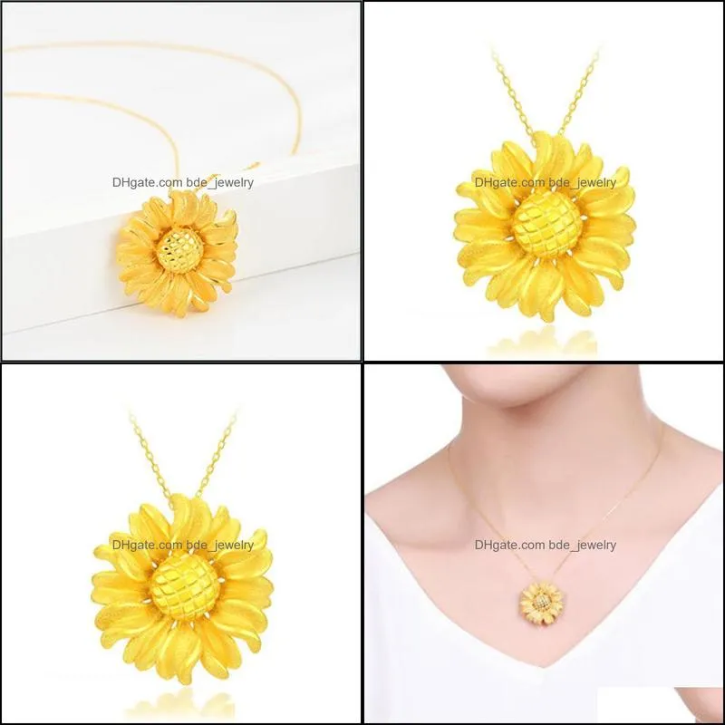 sand gold necklace fashion upscale jewelry daisy sun flower charms chain choker necklaces pendants for women