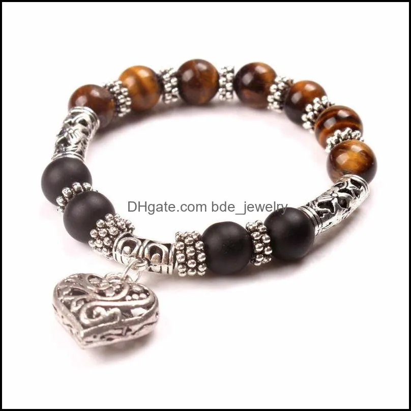 chakra bracelets men jewelry women 7 crystals stone chakra pray mala heart charm bracelet