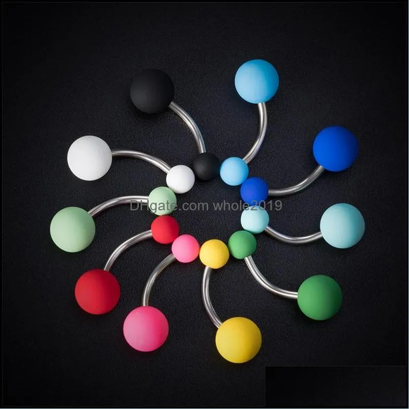 matte ball belly piercing colorful navel ring bar stainless steel button rings stud women sexy body jewelry 2479 y2