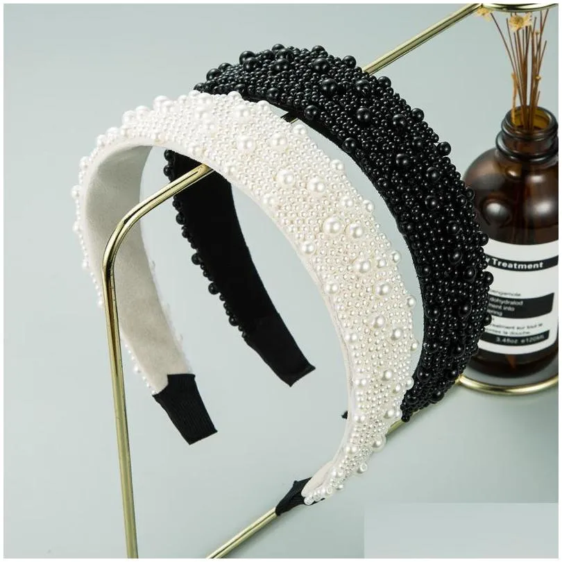 fashion women hair jewelry handmade faux pearl beads cloth hair hoop hair band accessories headband