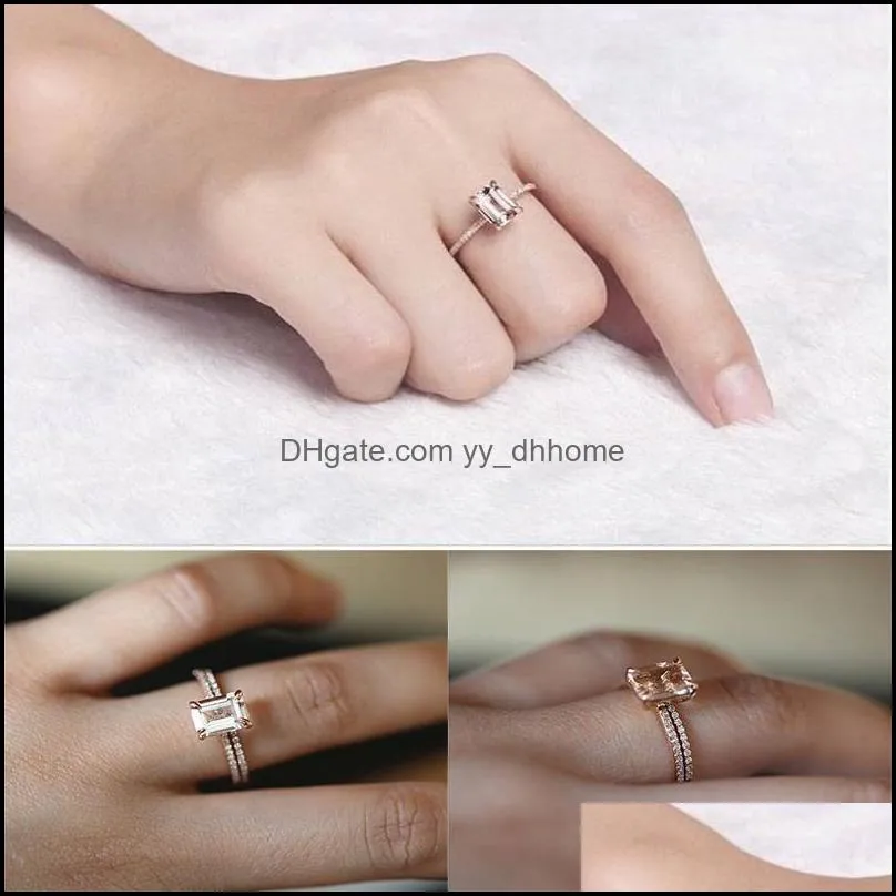 fashion rose gold diamond ring for women luxury original round ring jewelry lady engagement gem stone king jewelry gift