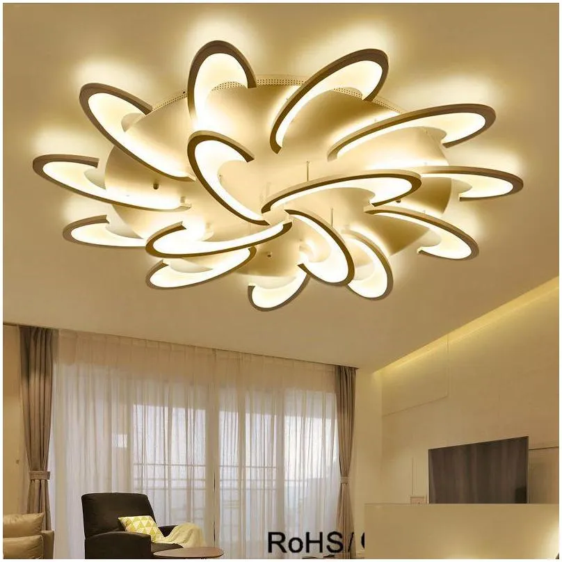 modern led ceiling chandelier lights for living room bedroom dining study room white/black ac85265v chandeliers fixtures