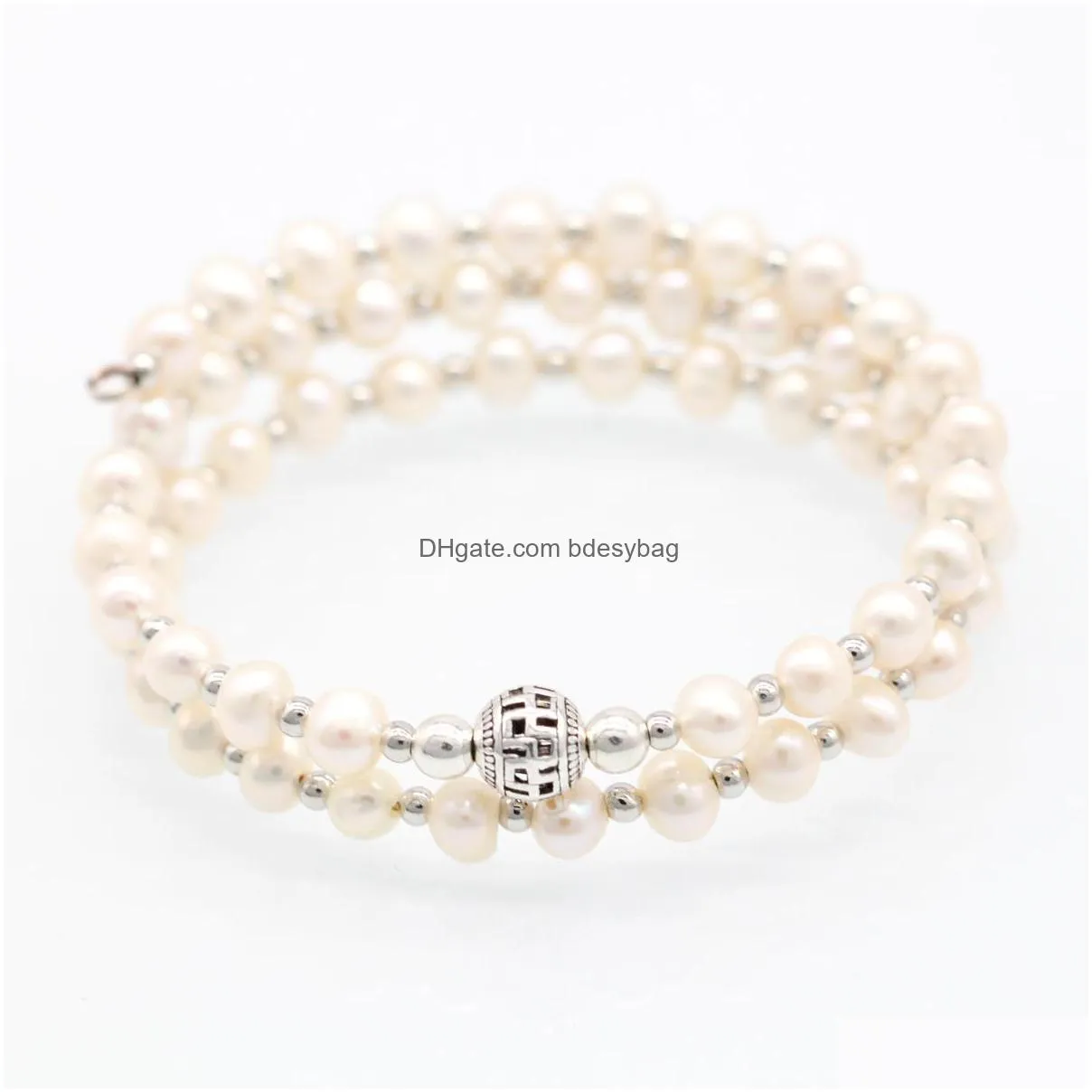 freshwater layer pearl wrap bracelet love wish nearly round dyed color pearl bead bangles adjustable jewelry for women
