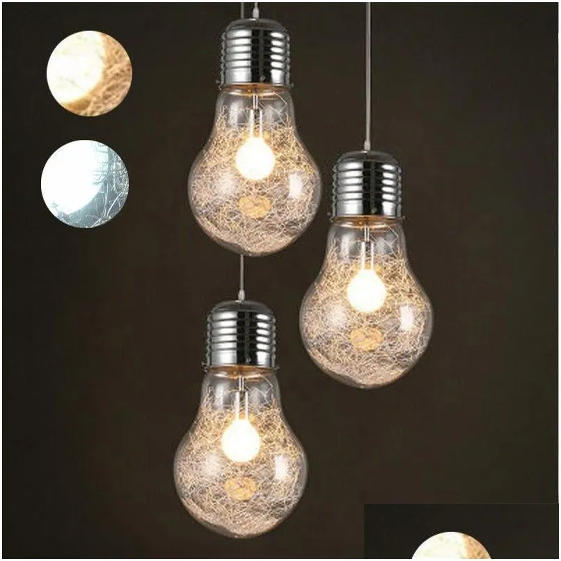 creative personality pendant lights iron glass big bulb vintage lamp bar warehouse 40w e27 pendant lamps