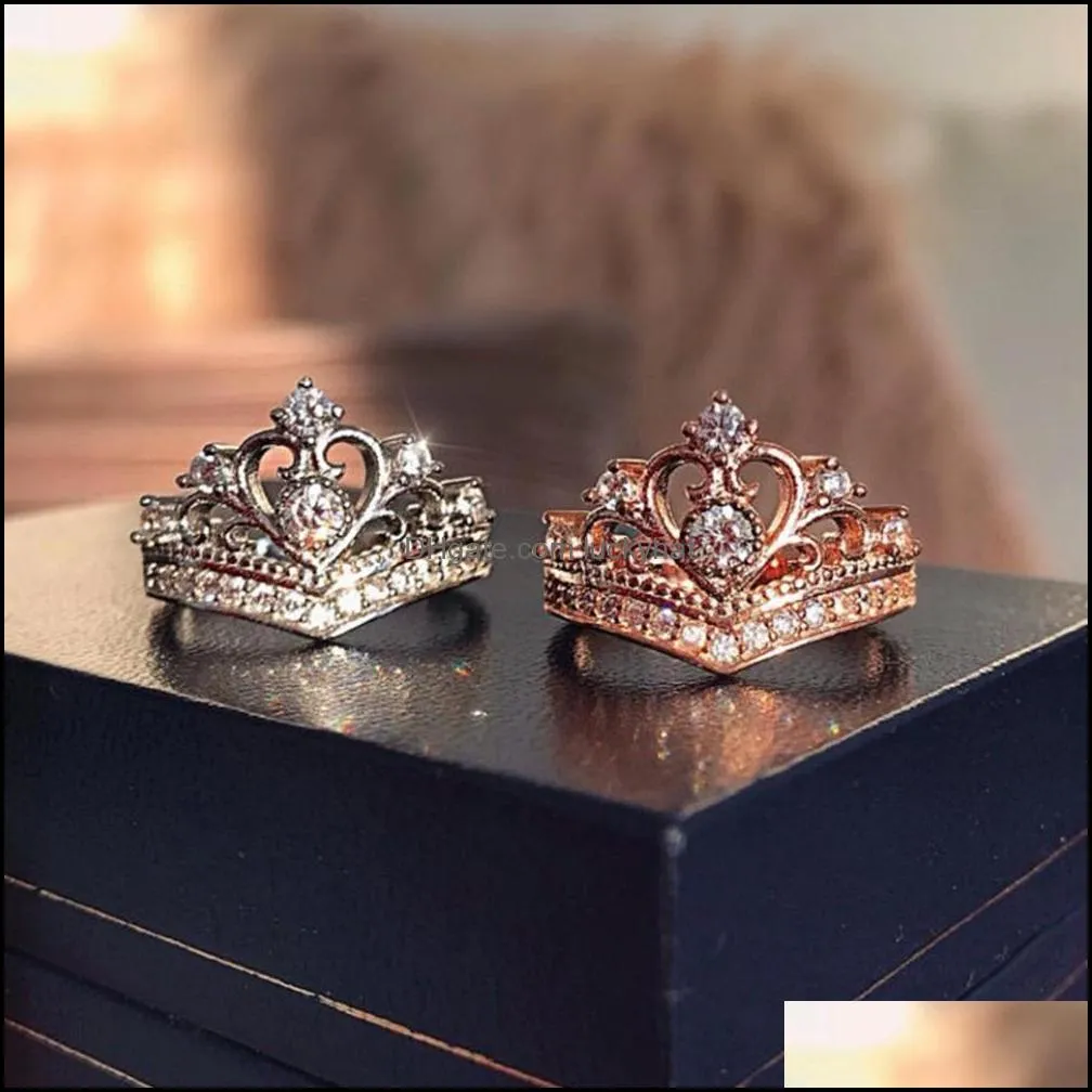 fashion retro town shop gem zircon fancy crown ring birthday girl gift elegant women prom fashion jewelry ring luckyhat