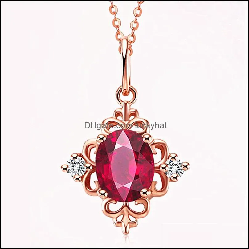 18k gold necklace luxury ruby gemstone pendant necklace for women silver wedding jewelry sapphire pendants necklaces luckyhat