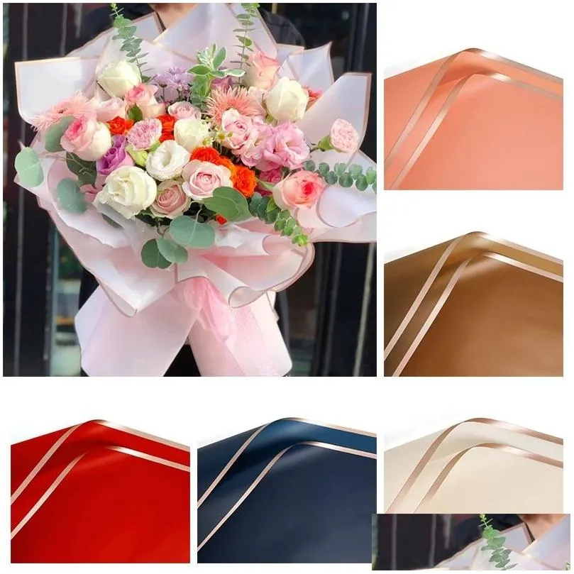 flower wrapped paper 20pcs/pack 60x60cm christmas wedding valentine day waterproof bronzing flower gift wrapping paper fy2646