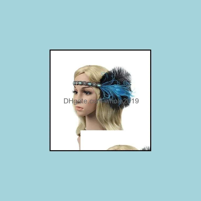 1920s headpiece feather flapper headband headpiece gatsby headdress vintage party costume hair headdress c3