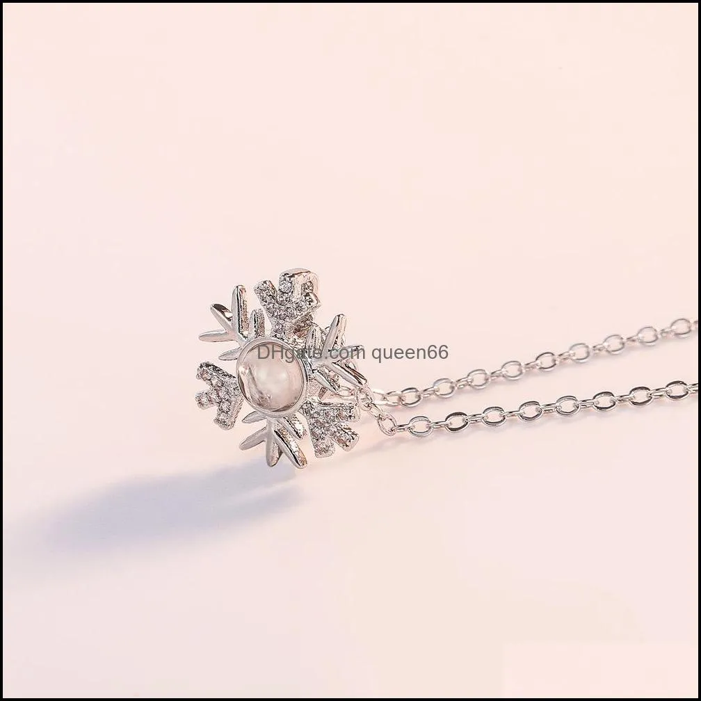 snowflake necklace pendant love memory lover jewelry gift wholesale i love you necklace