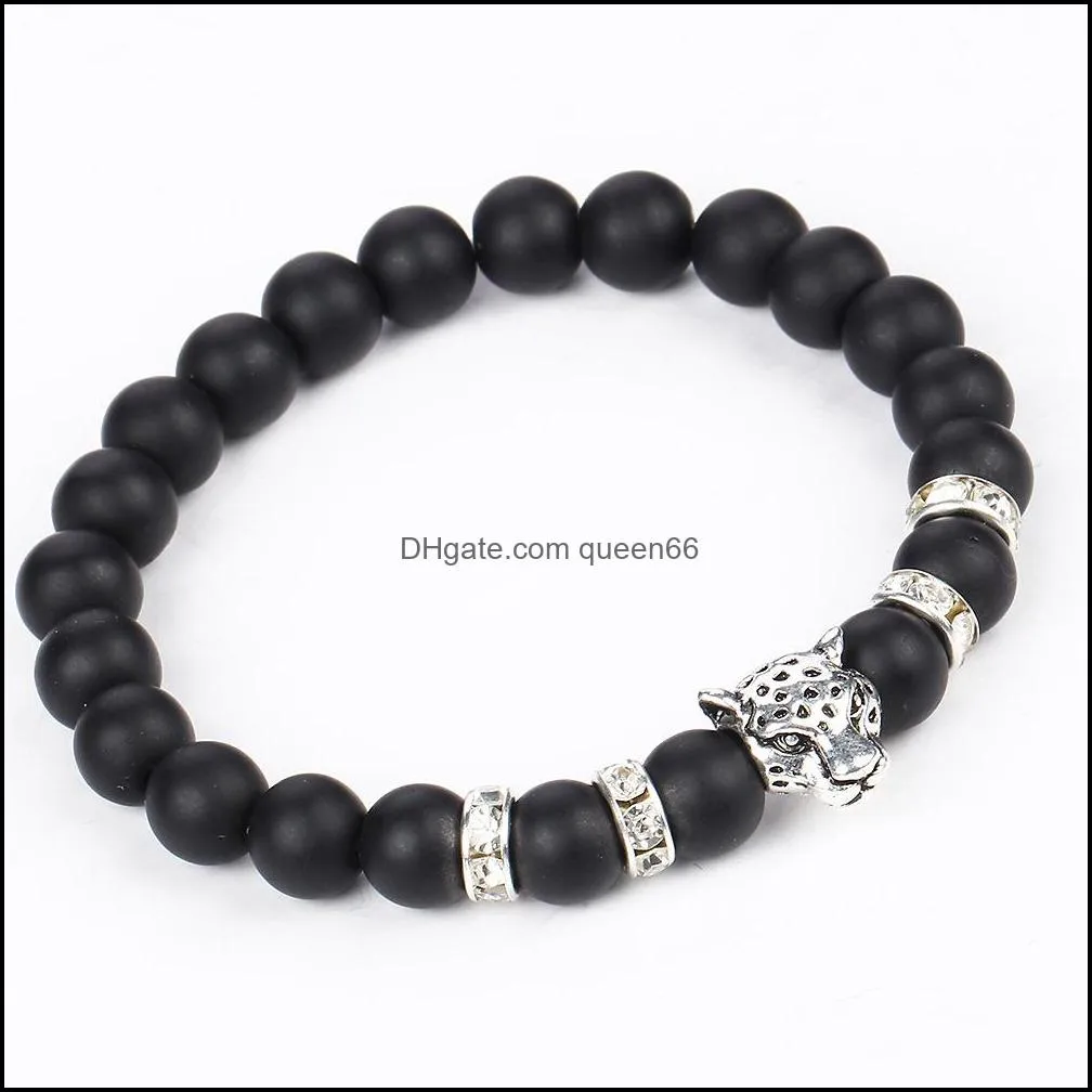 charms bracelets for men plated buddha leo  head bracelet black lava natural stone beaded bracelets