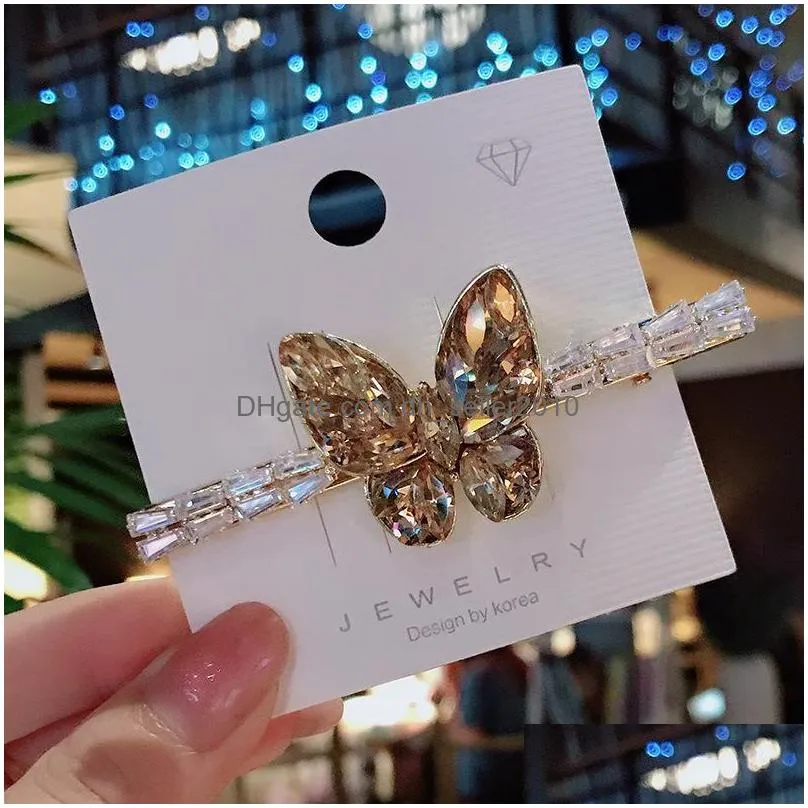 fashion jewelry zircon crystal butterfly hairclip duck beak hair clips women girls barrettes hair accessories