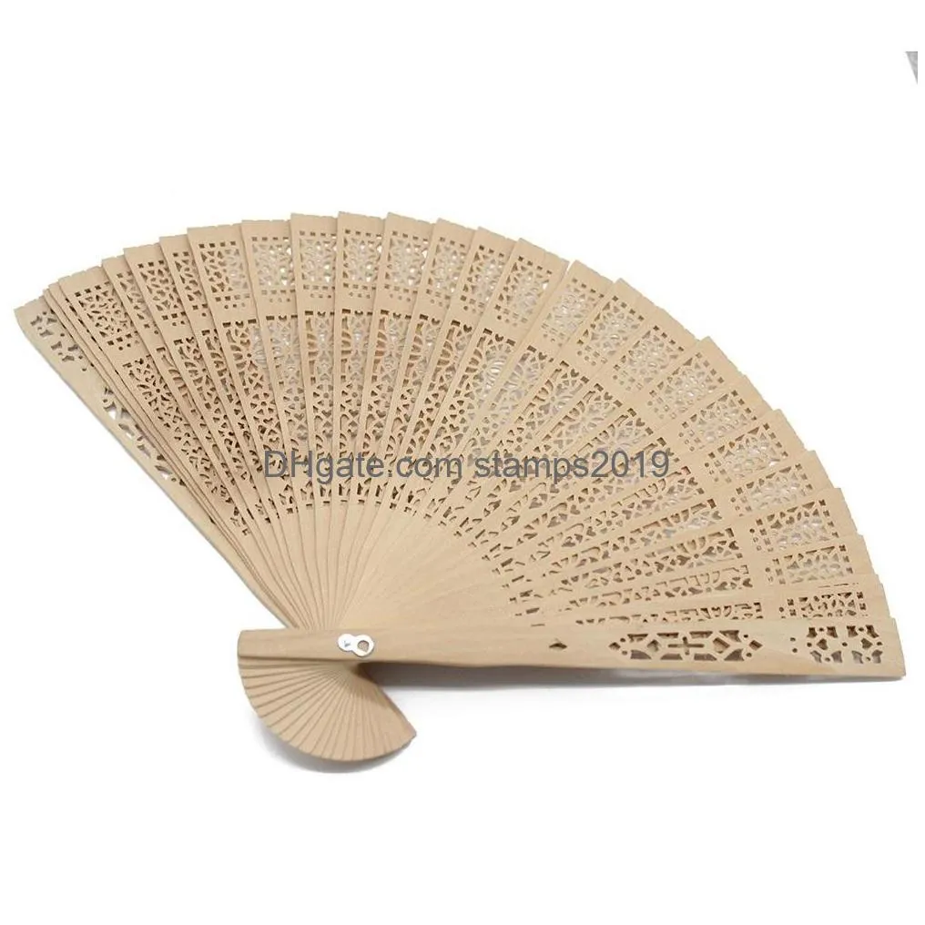 50pcs personalized engraved wood folding hand fan wooden fold fans customized wedding party gift decor favors organza bag