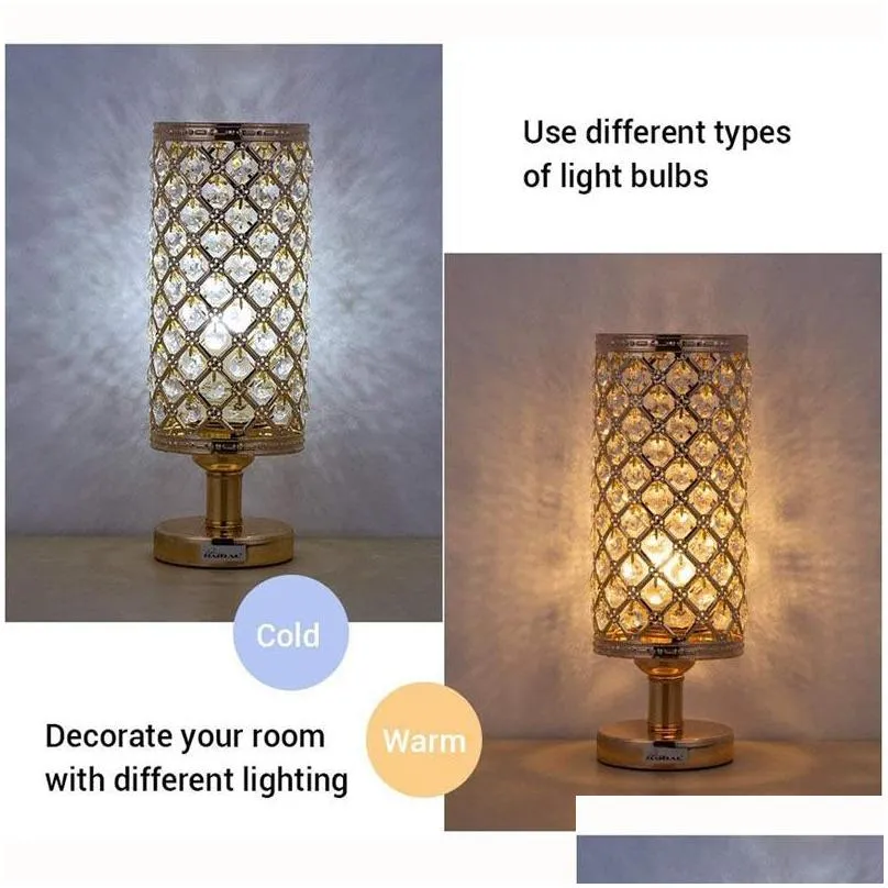 2020 style crystal table lamp golden crystal desk lamps simple living room bedroom bedside night light