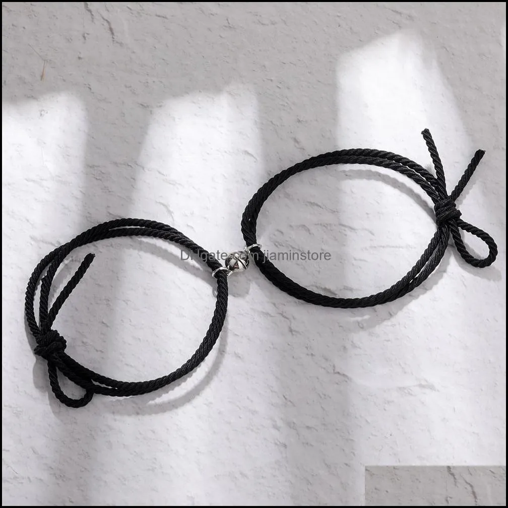 2pcs/set heart magnet attract bracelet stretchy elastic rope friendship bracelets pulseras for women girls