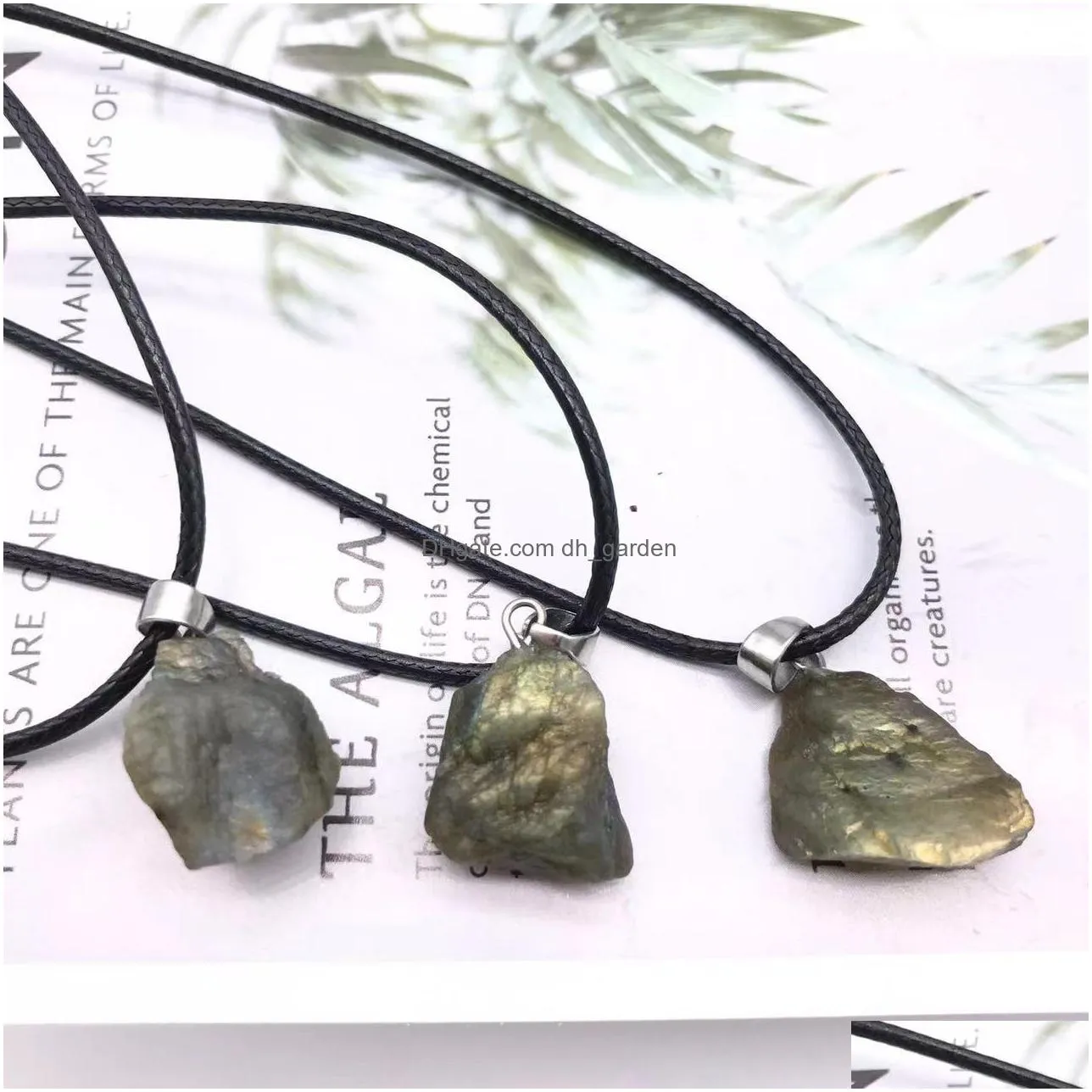 rough natural labradorite moonstone energy healing stone pendant irregular necklace rope necklace women jewelry factory wholesale