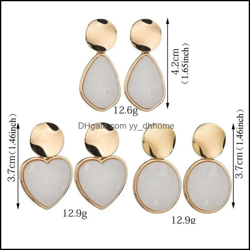 fashion irregular acrylic earring for women 2019 vintage gold round heart geometric resin dangle earring statement jewelry