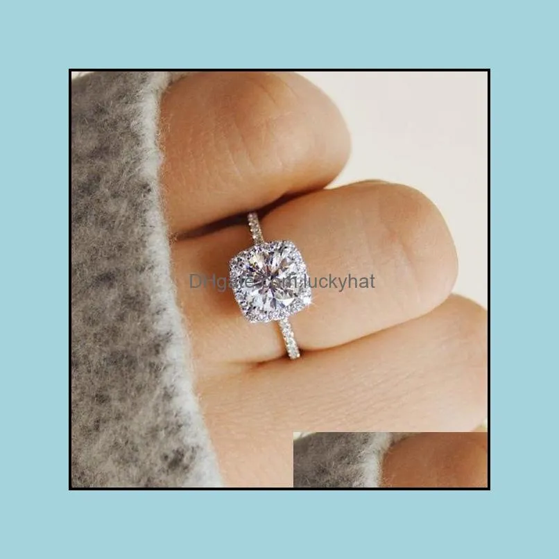 crystal engagement claws design rings for women white aaa elegant cubic zircon rings women wedding jewelry luckyhat
