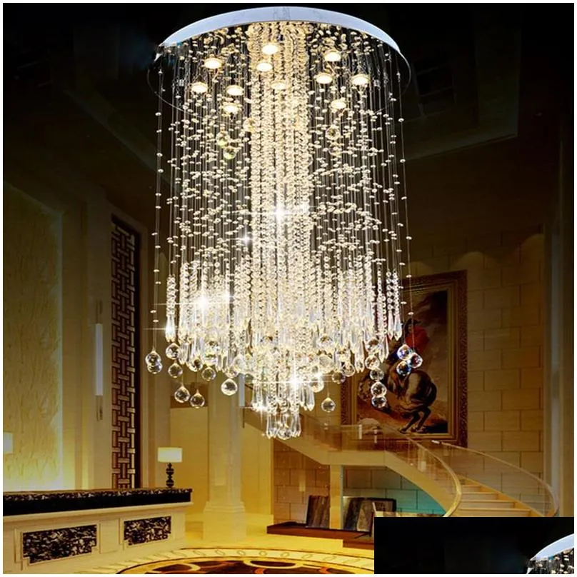 modern minimalist led vanity long stair crystal chandelier lighting fixture for living room large luxury el hall foyer lamp