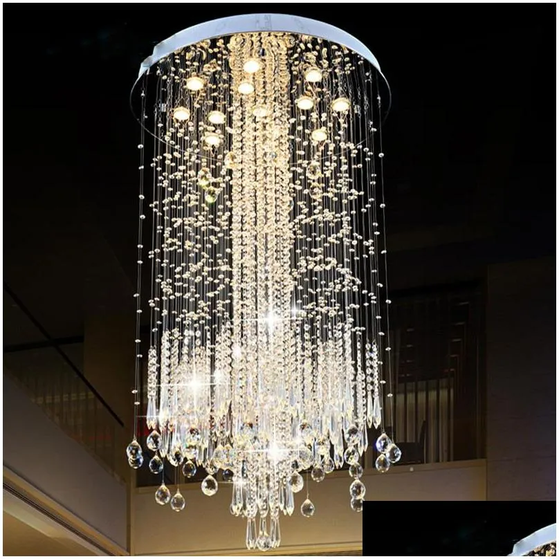 modern minimalist led vanity long stair crystal chandelier lighting fixture for living room large luxury el hall foyer lamp