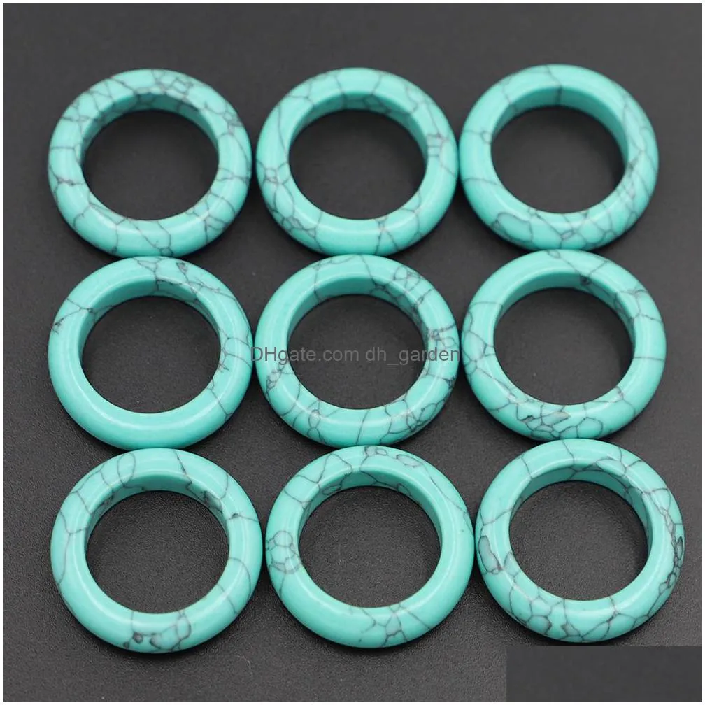 men 6mm band green turquoise stone ring bulk thin smooth anxiety relief unisex jewelry