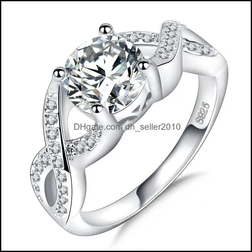 s925 silver rings with side stones white gold 8 word zircon ring for women jewelry