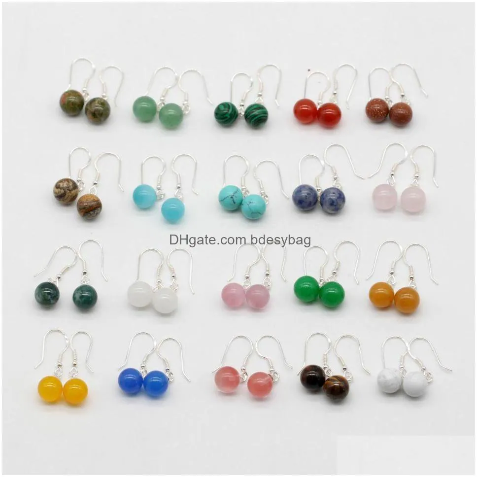 9 pair/set fashion jewelry 925 sterling silver stud and drop stone earring 19 colors natural crystal cat eye earring pair for women