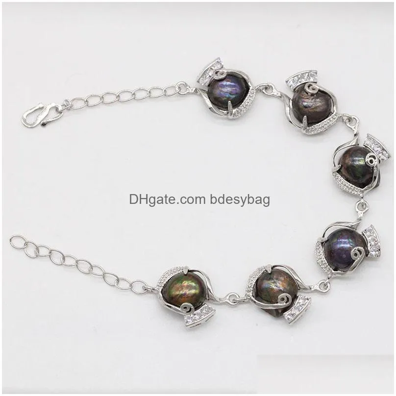 freshwater cultured pearl bracelet silver plated chain with 6 dyed color pearls love wish best gift for women