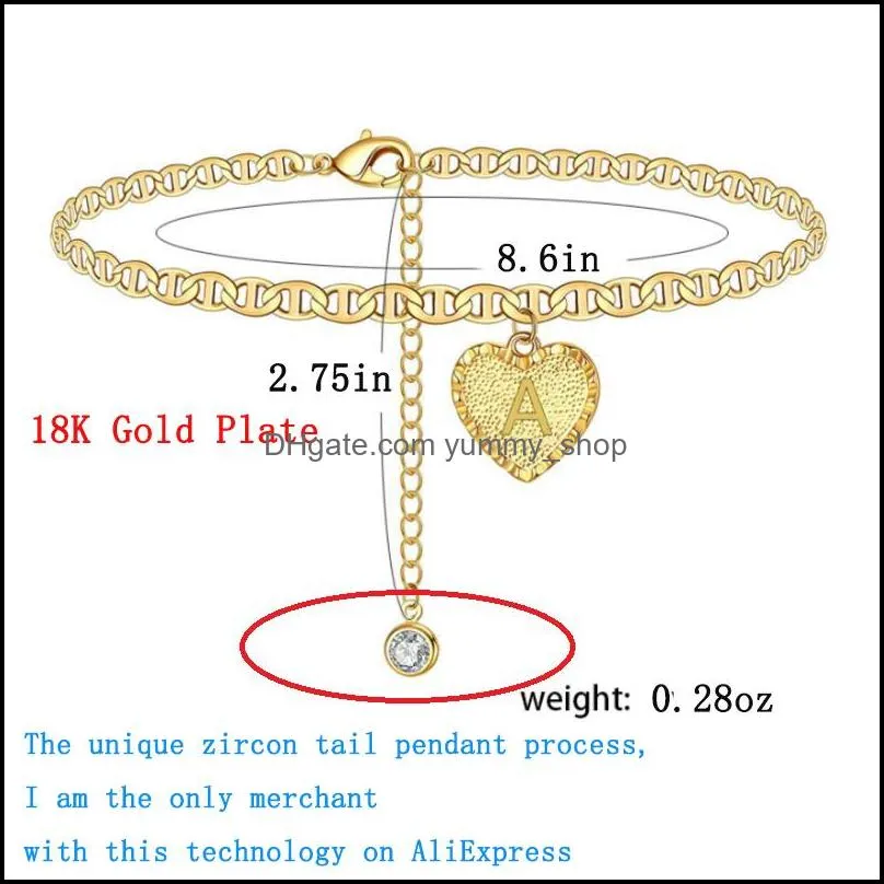 initials ankle bracelets anklet for women gold zircon letter barefoot accessories leg bracelet mothers day jewelry gifts