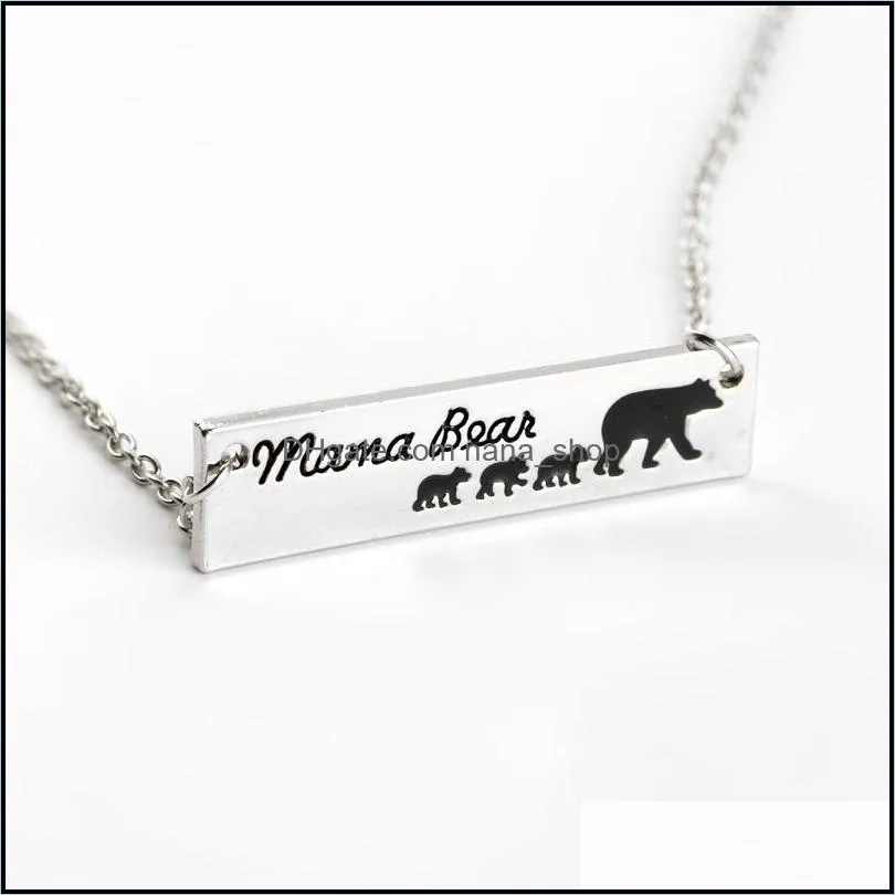 women necklace jewelry mama bear charm necklace a mother bear and a group of baby bear 16 style pendant necklace mom and children