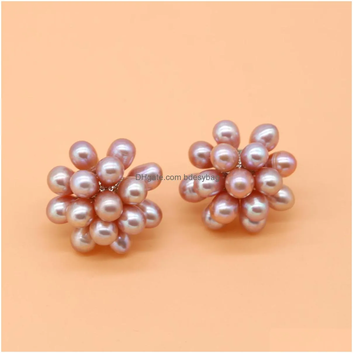 5 pairs rice pearl cluster stud earring freshwater pearls earrings natural fashion women jewelry love wish best gift