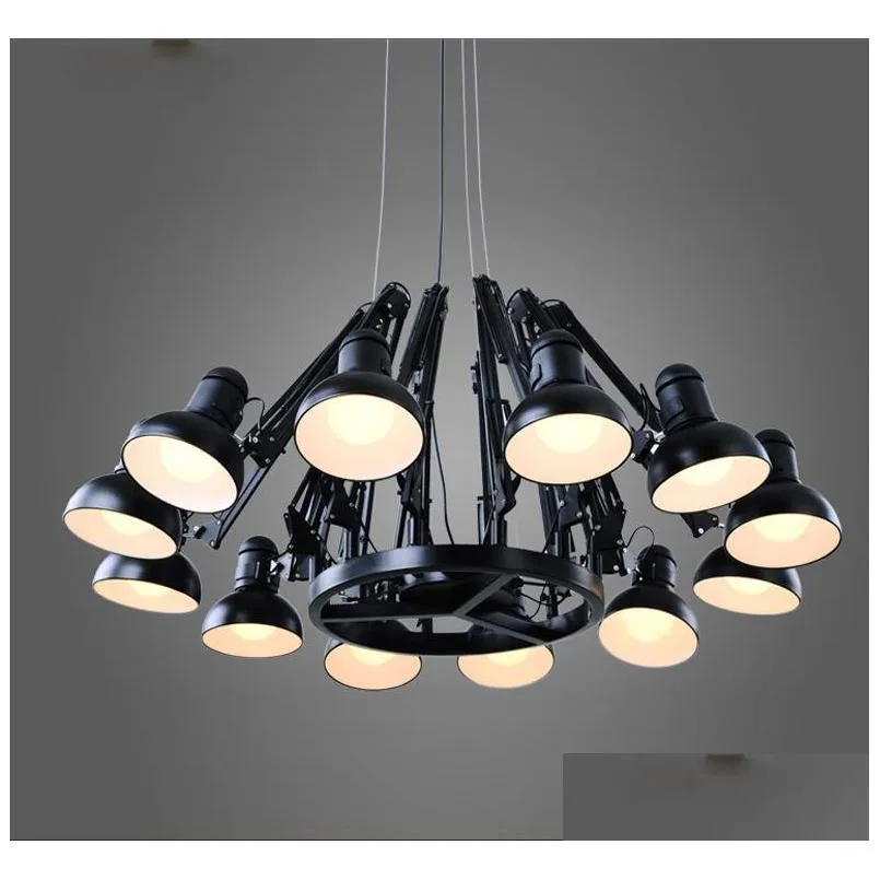 black spider chandelier lighting retractable arm retro industrial lamp creative office clothing shop bar pendent lighting