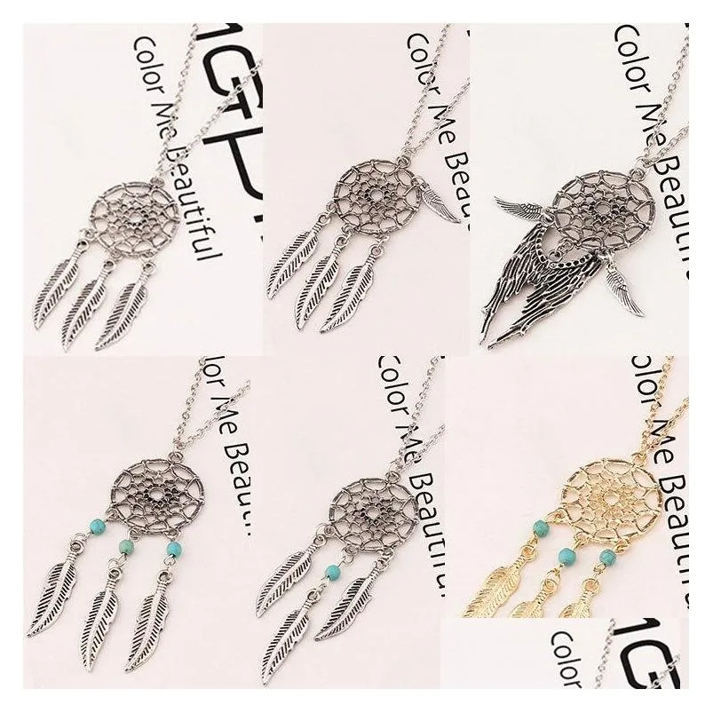 fashion jewelry dreamcatcher necklace feather tassels dreamcatcher pendant necklace