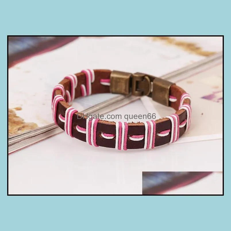 charms bracelets bangles rope man jewelry friend leather bracelet