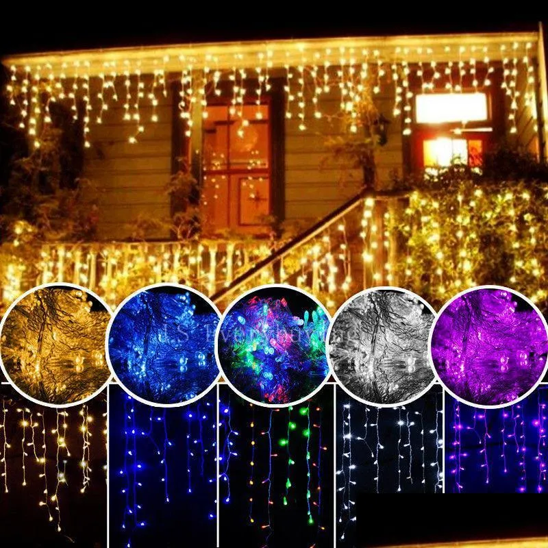 curtain icicle led strings light christmas lights 3.5m droop 0.40.6m outdoor decoration 220v 110v led holiday light year garden