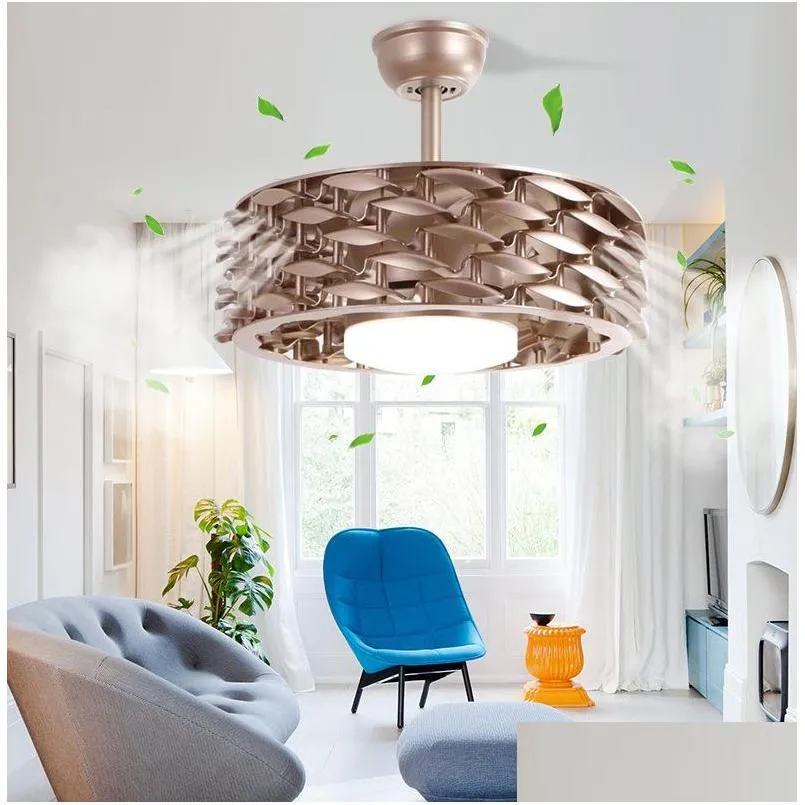  leafless ceiling fan lamp living room lamp ceiling lights chandelier lighting frequency conversion intelligent lighting pendant