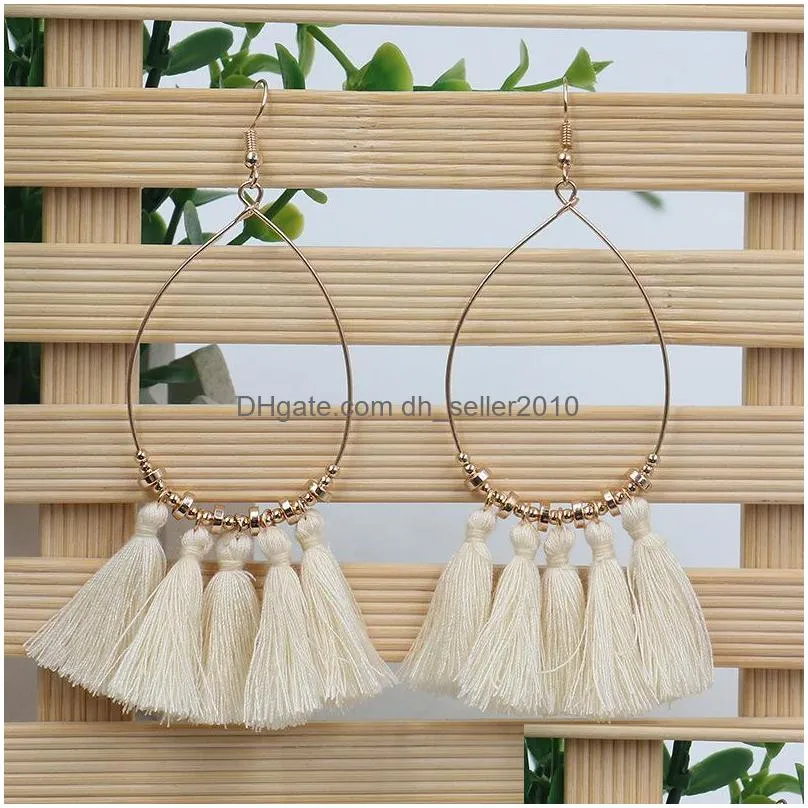 bohemian fashion jewelry womens vintage hoop tassels dangle earrings