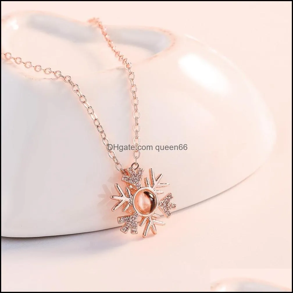 snowflake necklace pendant love memory lover jewelry gift wholesale i love you necklace