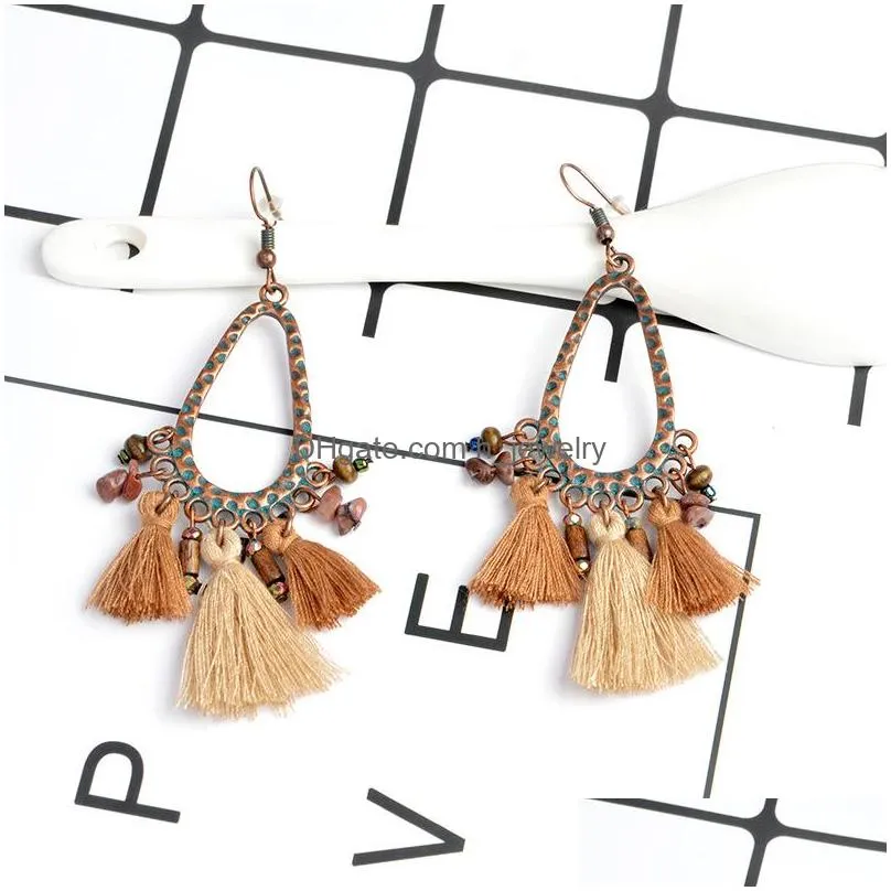 fashion jewelry womens vintage teardropshaped beads tassels dangle earrings