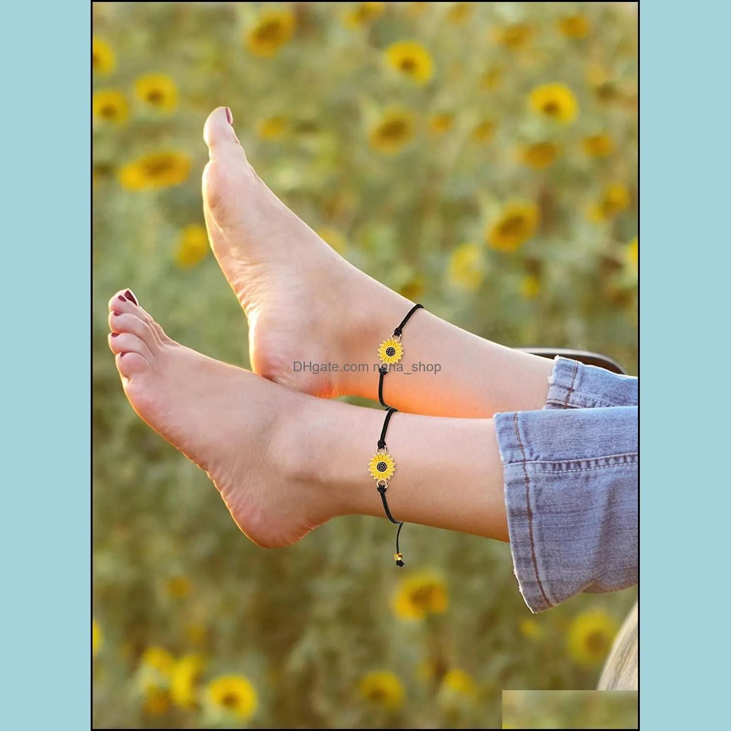 daisy woven rope bracelet adjustable black pink rope flower charm handmade friendship for men and women