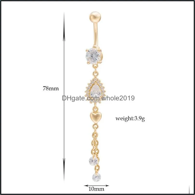  sexy belly dance ring 18k ylloew gold plated cz water drop tassels belly ring sexy body ring jewelry for girls c3