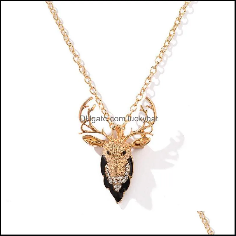 christmas necklaces sweater necklace for female jewelry christmas gift for kids plated silver deer necklace luckyhat