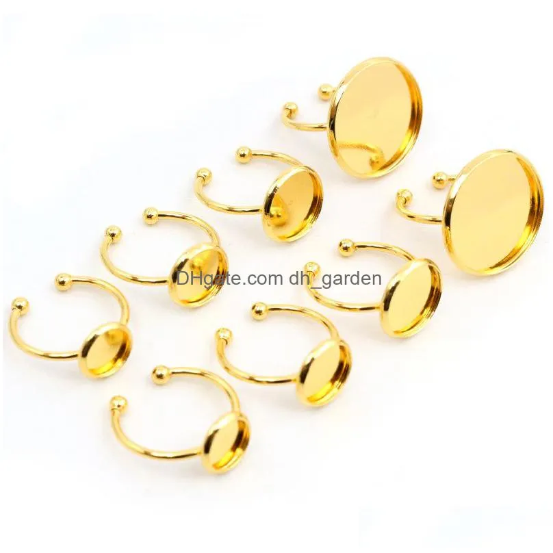 6 8 10 12mm no fade stainless steel ring settings blank base fit 620mm glass cabochons buttons for jewelry making