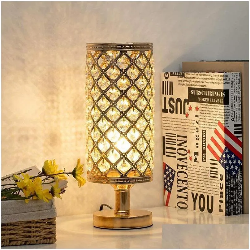 2020 style crystal table lamp golden crystal desk lamps simple living room bedroom bedside night light