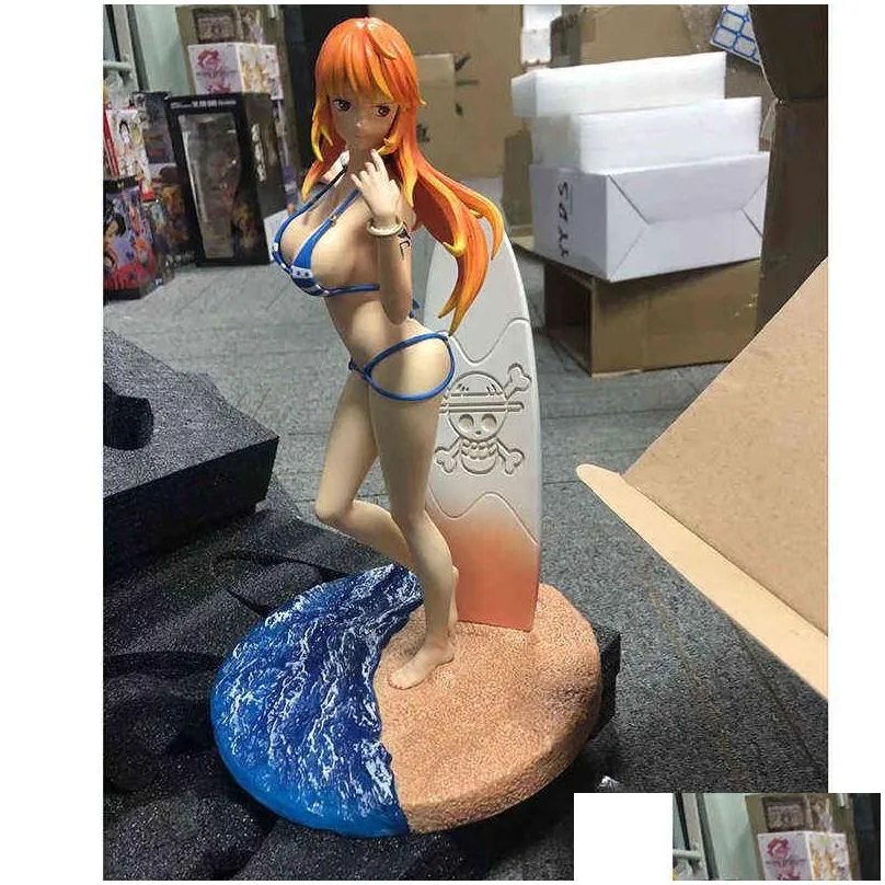 one piece naked figures gk nami adult figurine toys 33cm cat burglar action figures model hentai sexy anime girl doll statue t220819
