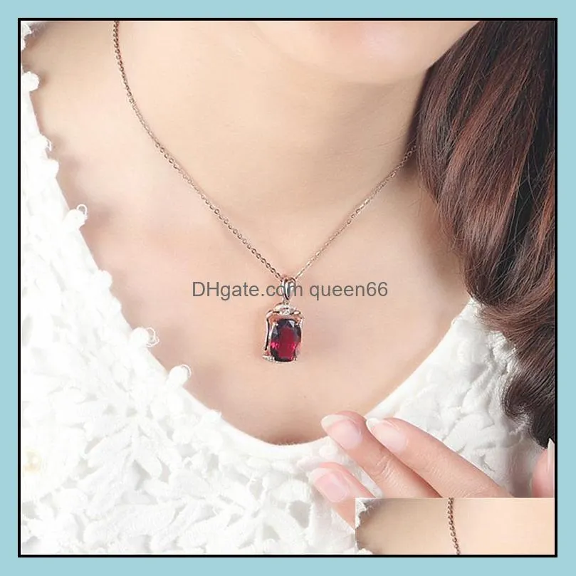 tourmaline ruby necklace temperament trend big naked stone pendant necklace rose gold silver necklaces