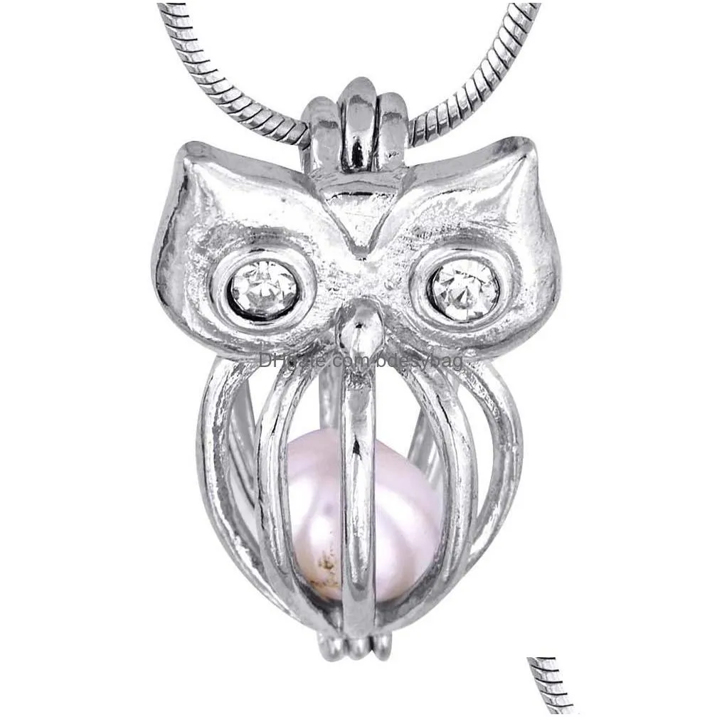 new big flower pearl accessories necklaces hollow out locket plated sliver wish love cage pendant p14